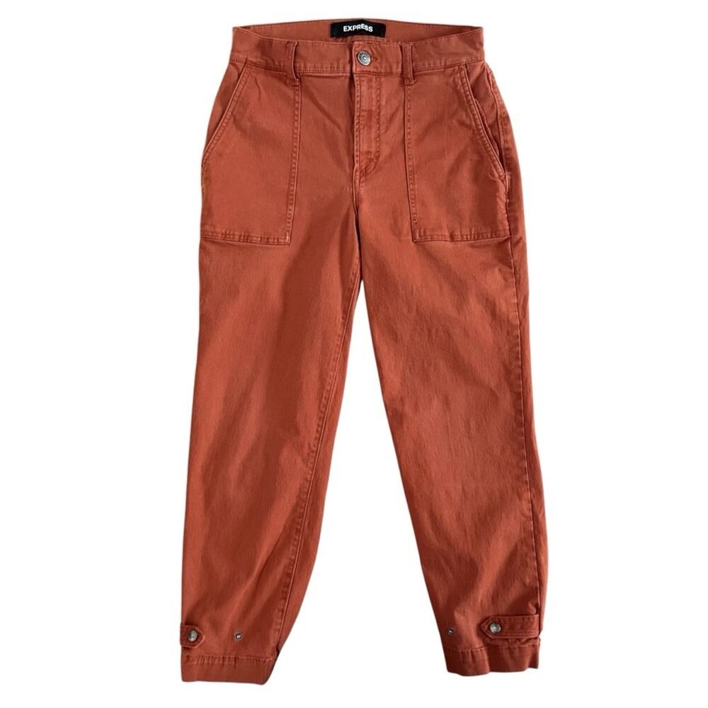 Express Cropped Straight High Rise Jeans Women's Sz 4 Orange‎ Rust Tapered Retro